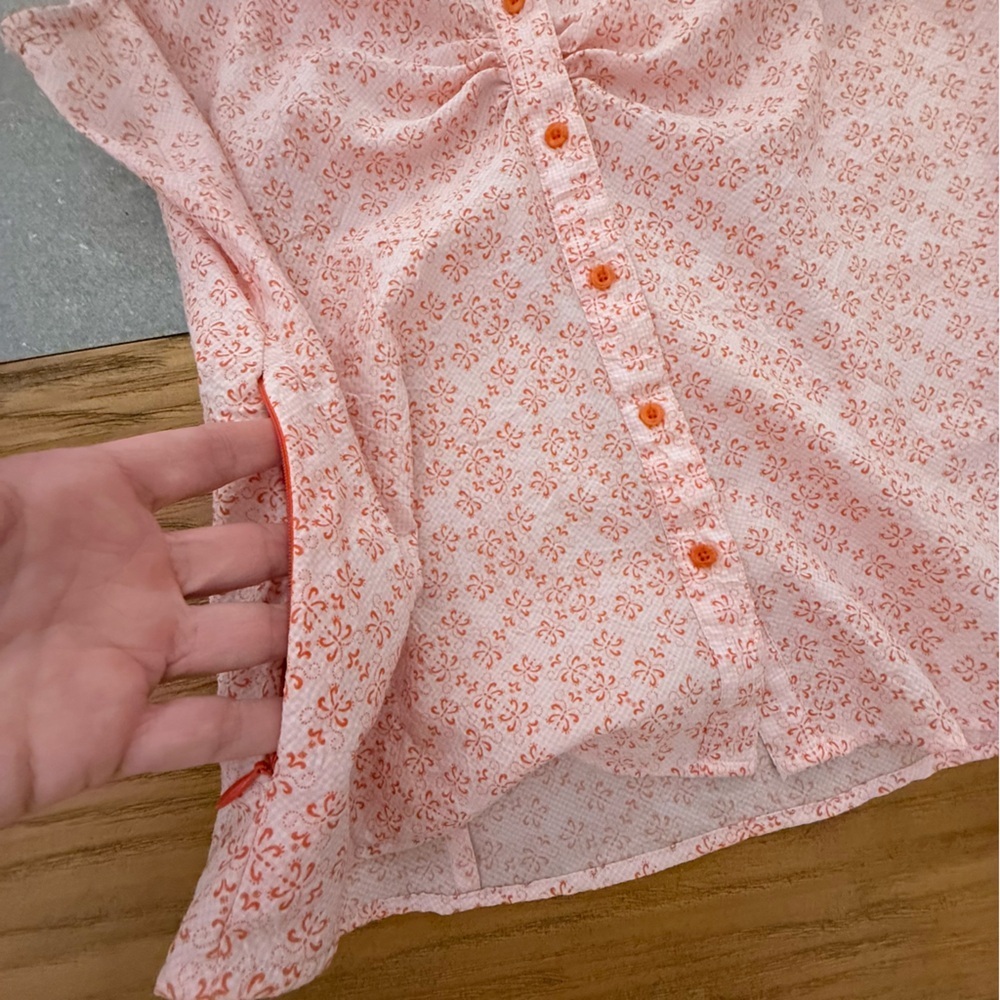 The North Face Sleeveless Hiking Shirt Button Down Pink Pattern Size Large - Picture 6 of 13